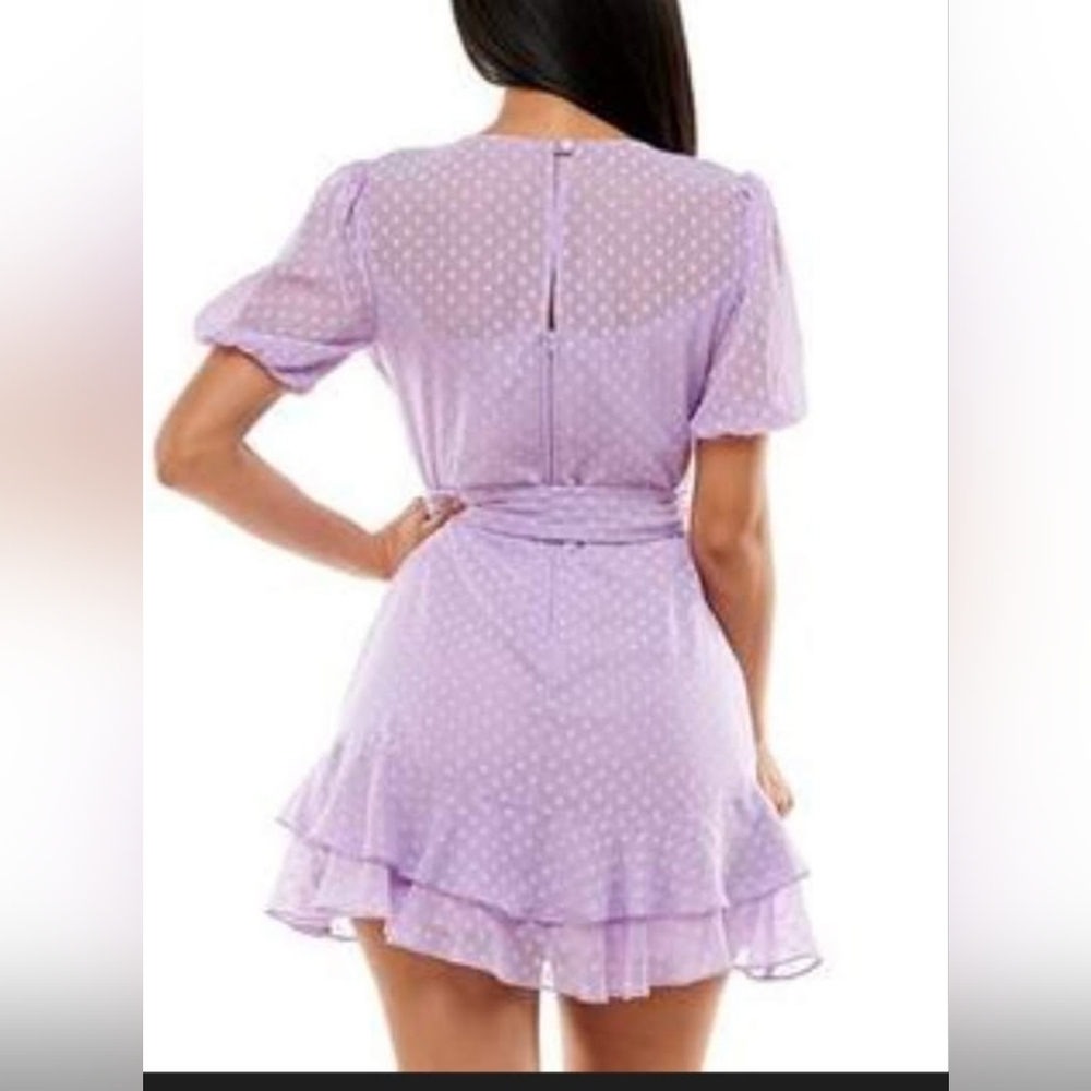 NWT! Spring Polka-Dot Lavender Lilac Photo Ready Women's Mini Ruffle Sundress - Picture 8 of 17